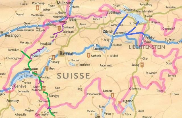 my route in Switzerland